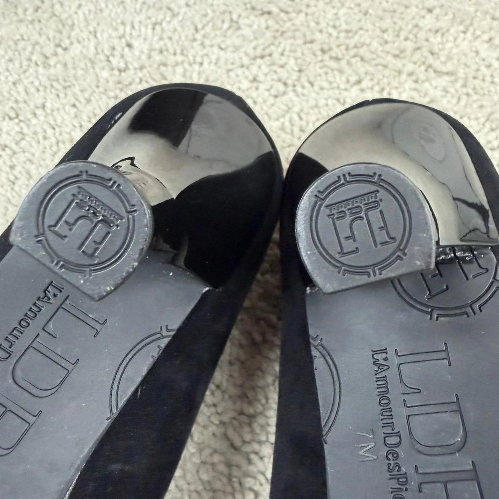 L'Amour des‎ Pieds Bambelle Pointed Toe Pump Black Suede Career Womens 7 New